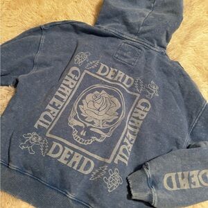 Grateful Dead Blue Hoodie with Gray Graphics